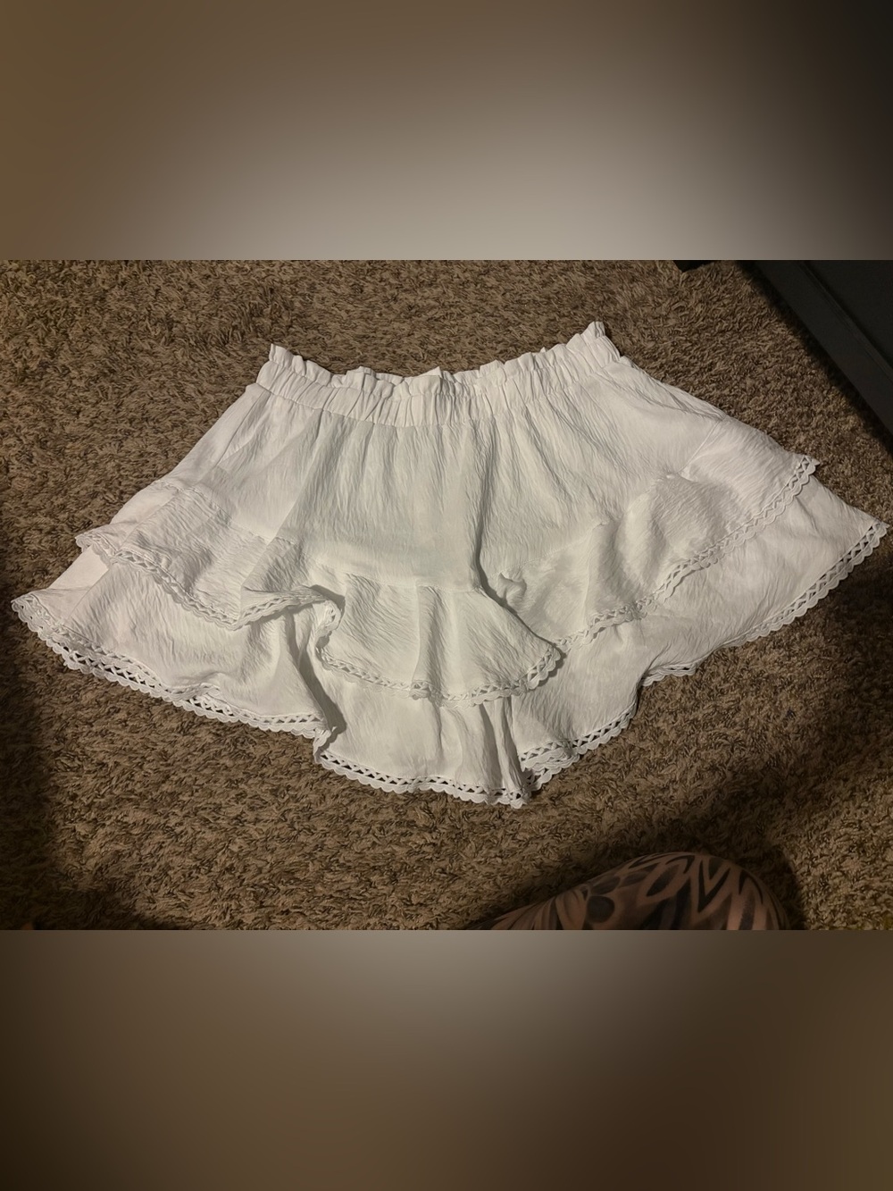 🤍 White Ruffle Lace Trim Skort | Women’s XL | Boho Cottagecore Summer